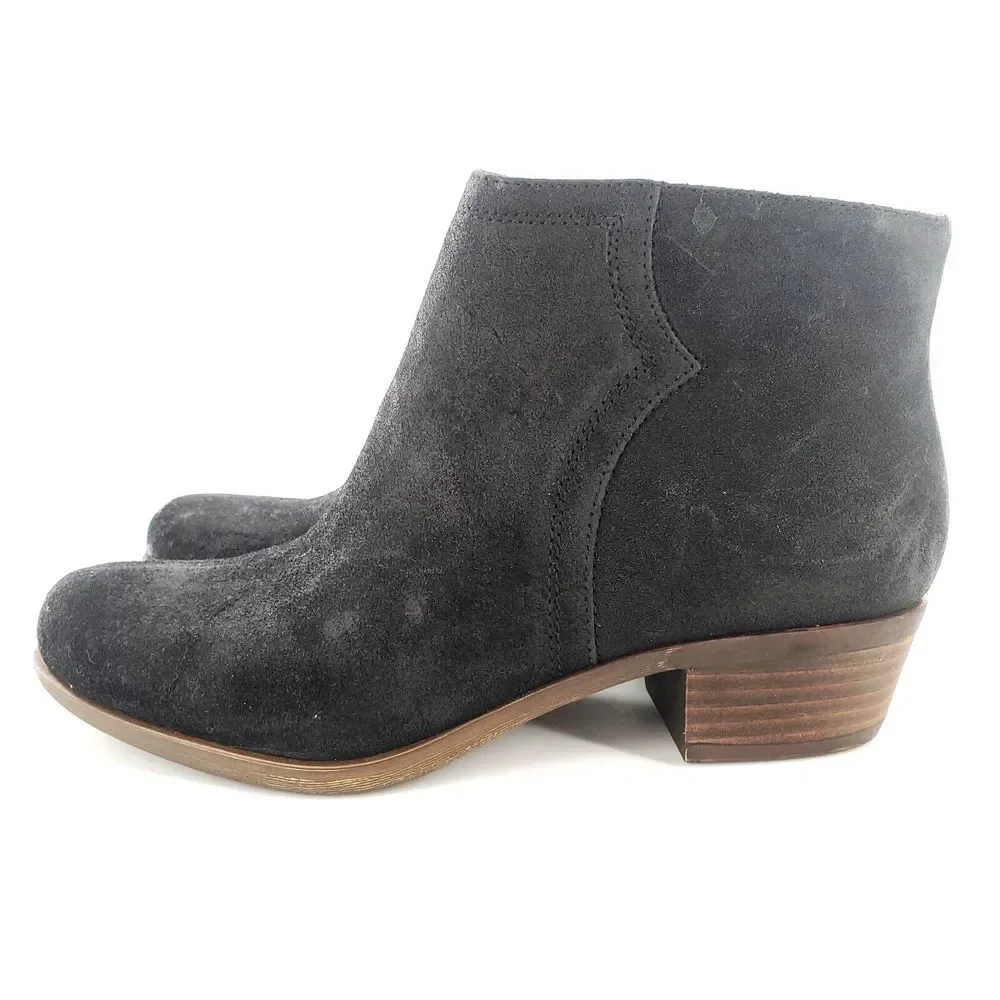 Lucky Brand LP Balexa Leather Ankle Booties Womens 7.5 Side Zip Black